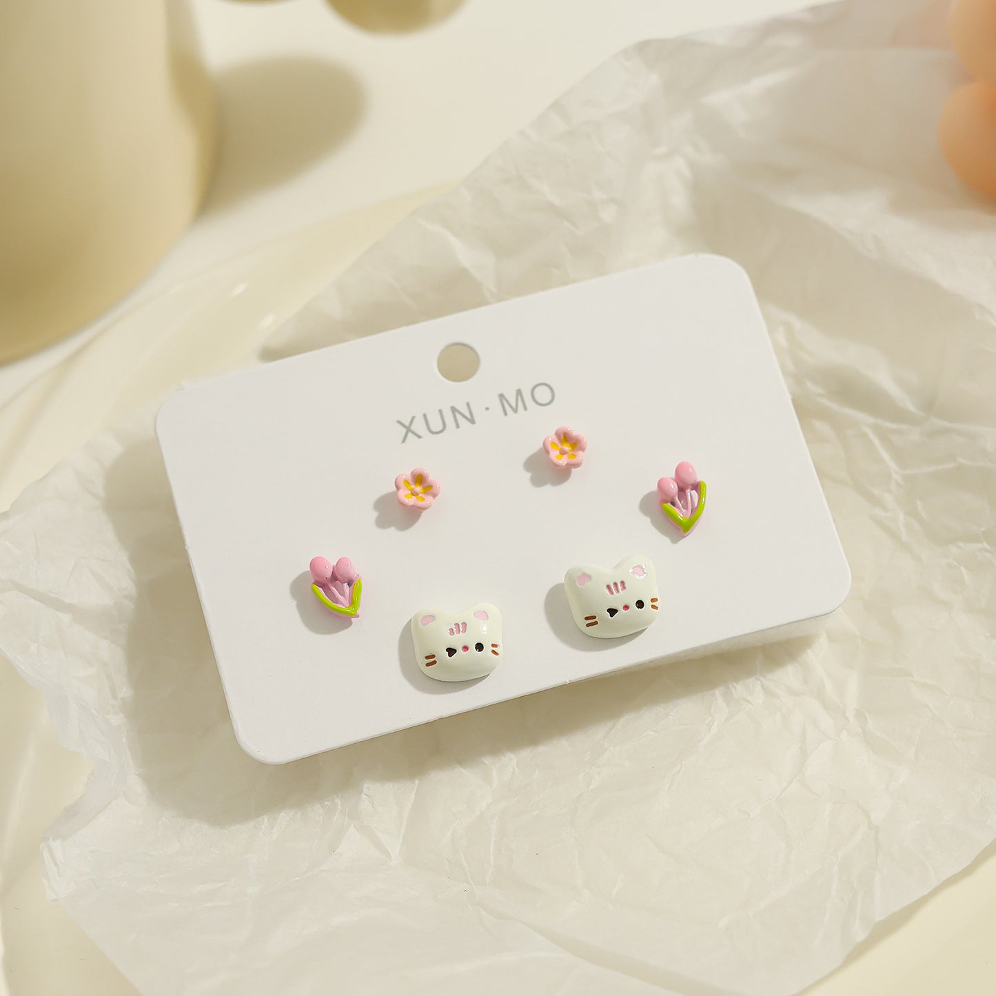 Children's Cute Sier Female Personality Small Animal Earrings