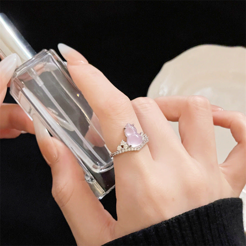 Women's Open With Diamond Design Light Luxury Unique Rings