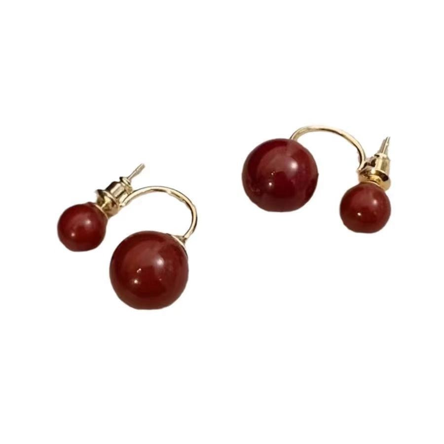 Fashion Large Small Pearls Female Temperament High Sense Retro Earrings