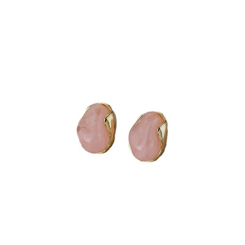 Women's Needle Pink Geometric Ear Design High-grade Simple Stud Earrings