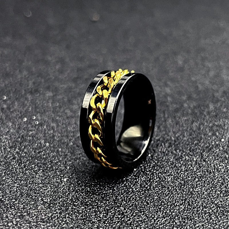 Men's Stainless Steel Trendy Titanium Rotatable Open Rings