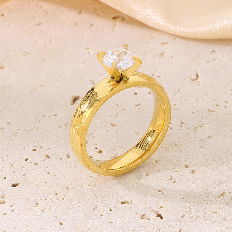 Steel Female Zircon Gold Valentine's Day Rings