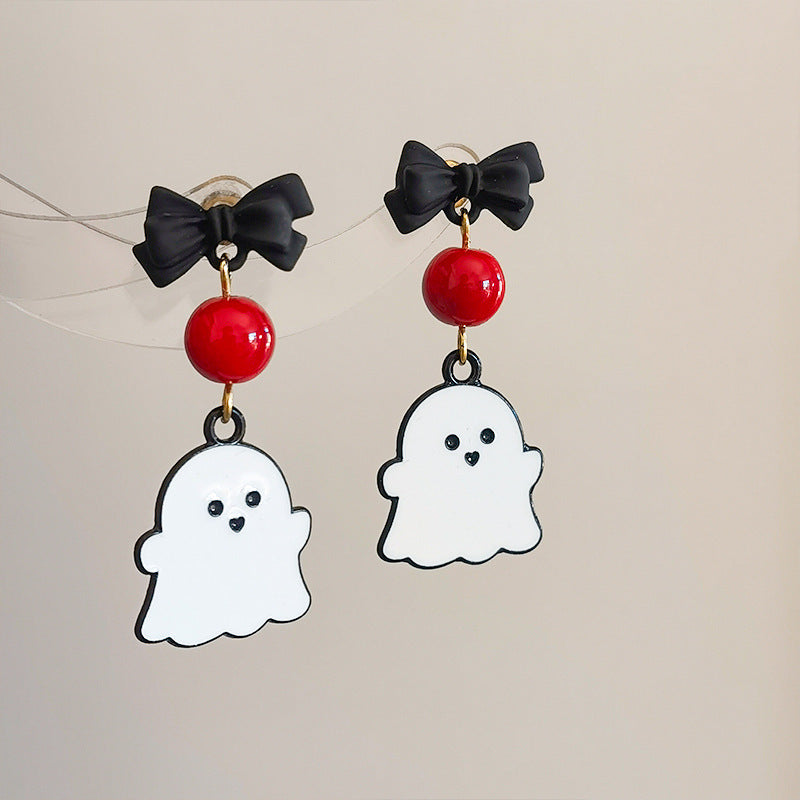 Black Bowknot Ghost Halloween Cute Christmas Earrings