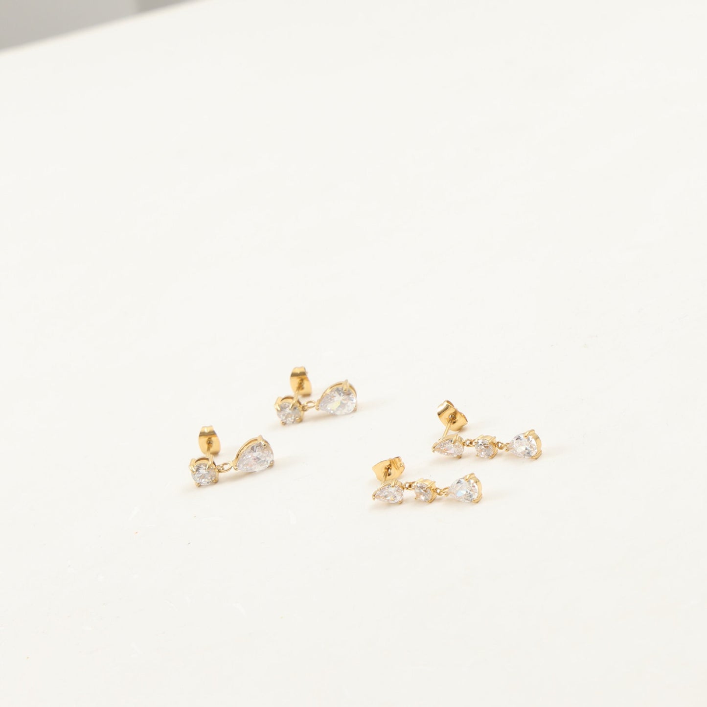 Water Drop Zircon Patch Titanium Steel Earrings