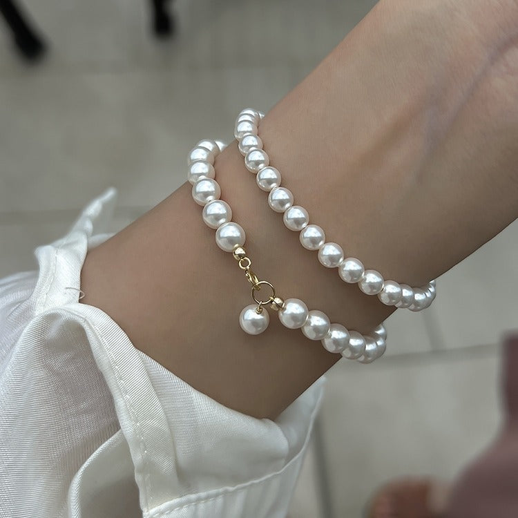 Circle Heather Gray Imitation Pearl Exquisite Bracelets