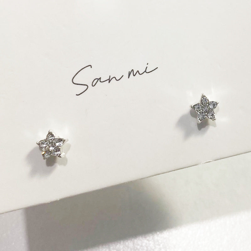 Fresh Plain Sier Plated Bow Female Small Simple Stud Earrings