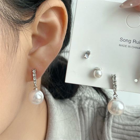 Design Pearl Shape Balance Beam Earings Set Earrings