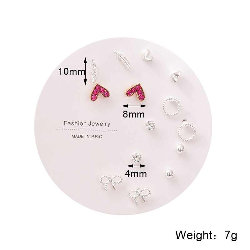 Women's Week Suit Simple Small Combination Korean Earrings