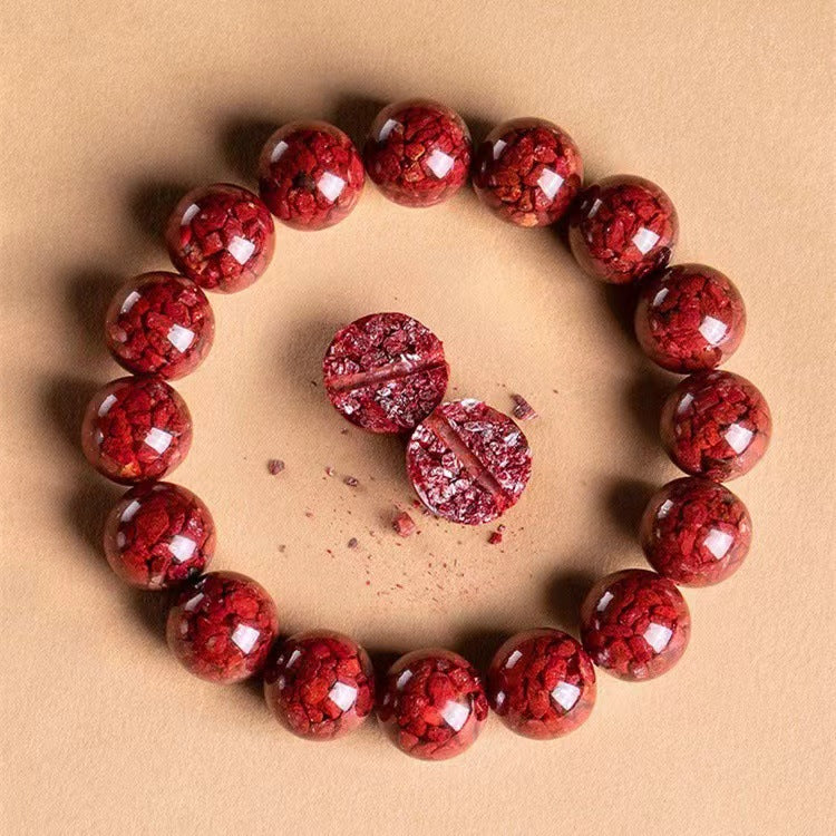 Women's & Men's Particle Transparent Crystal Sand Natural Red Bracelets