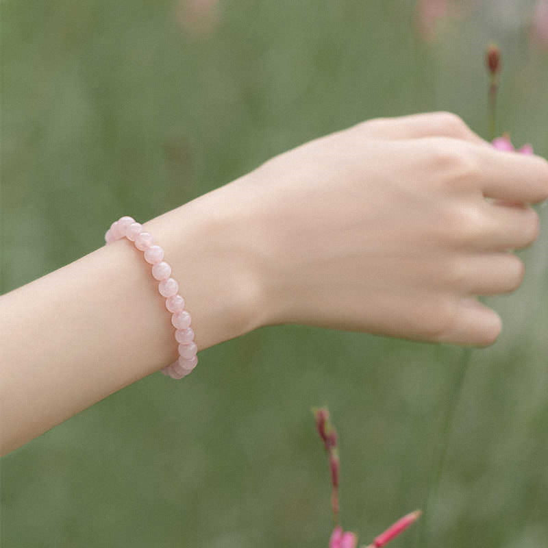 Natural Horse Pink Crystal Minority Simple Bracelets