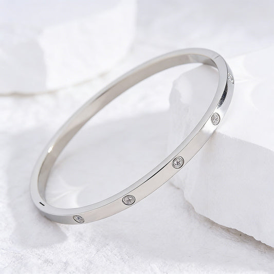 Women's Full Diamond Titanium Steel Fashion Light Luxury High-grade Narrow Bracelets