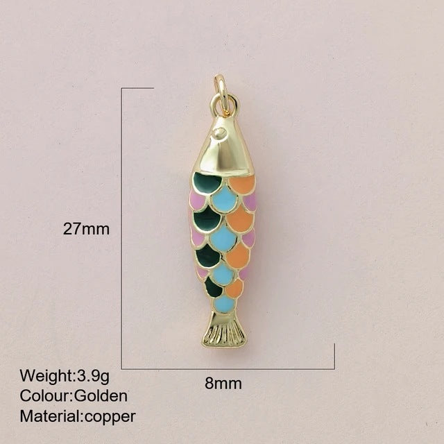 Color Enamel Fish Copper Drop Oil Pendant