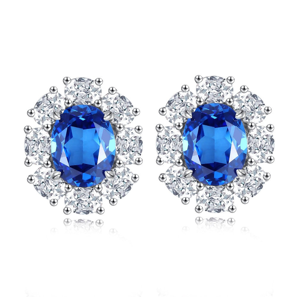 Women's Sterling Sier For Full Rhinestone Zircon High Carbon Earrings