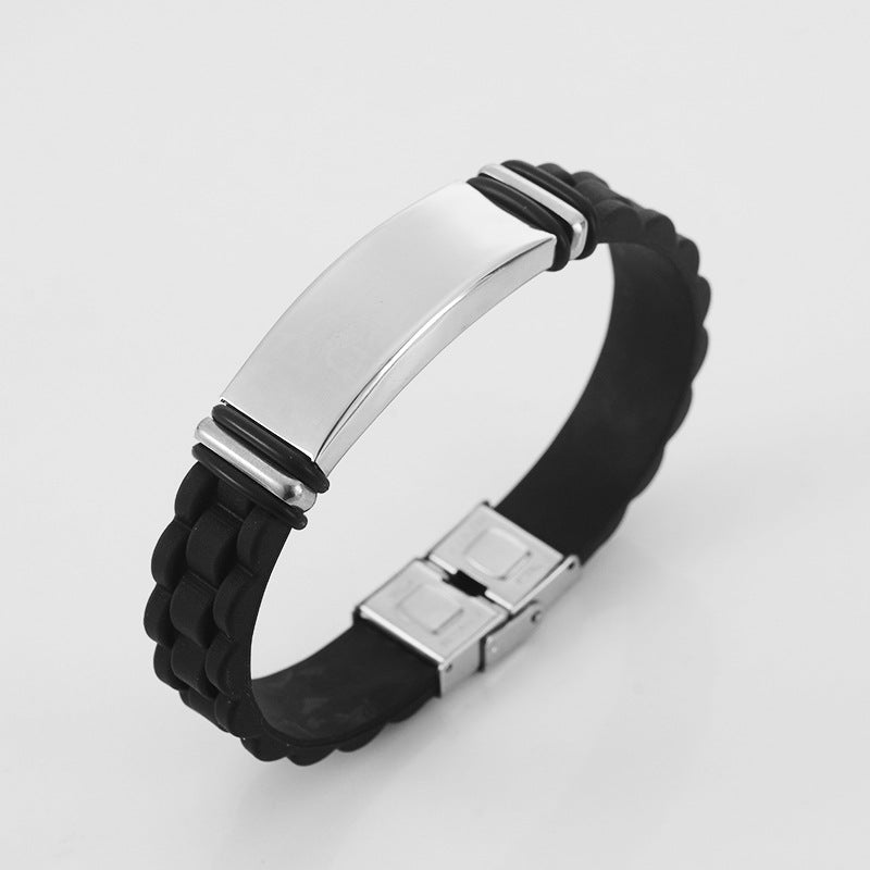 Men's Fashion Hip Hop Trendy Silicone Titanium Bracelets