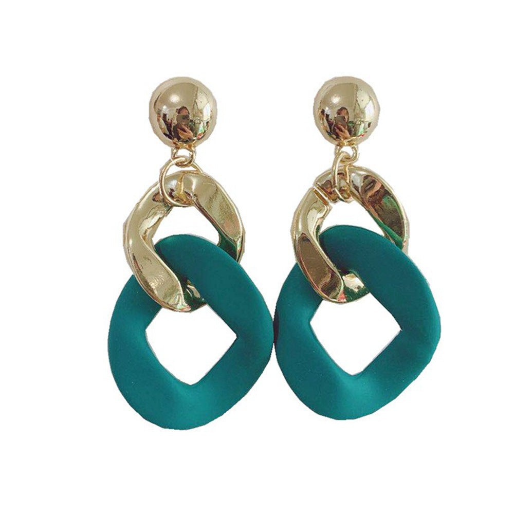 Women's Trendy Sier Pin Temperament Candy Contrast Color Exaggerated Long Earrings