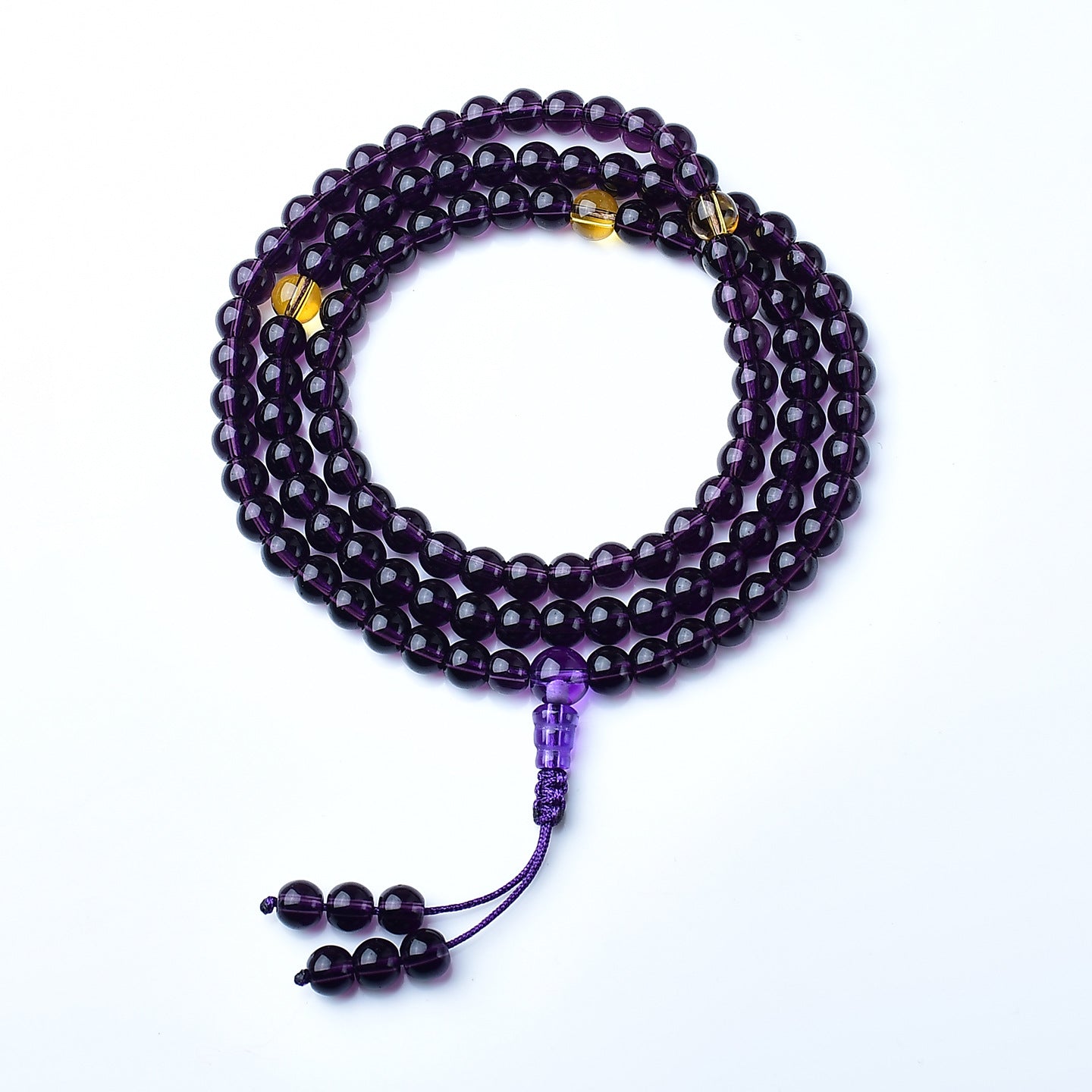 Women's & Men's Brazil Citrine Buddha Beads Amethyst Crystal Bracelet