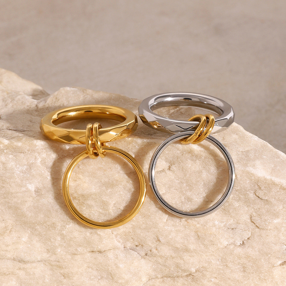 Ornament Stainless Steel Simple High-grade Twin Rings