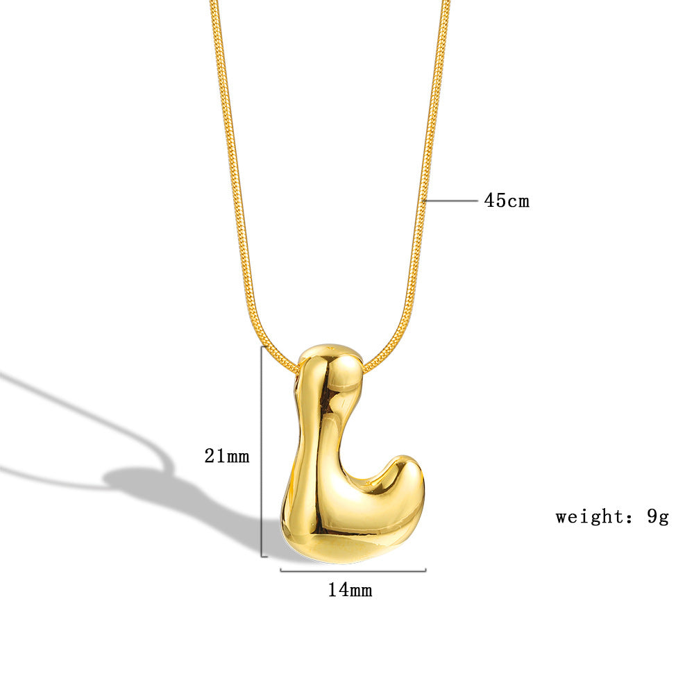 Balloon Bubble Chubby Letter Copper Plated Necklaces