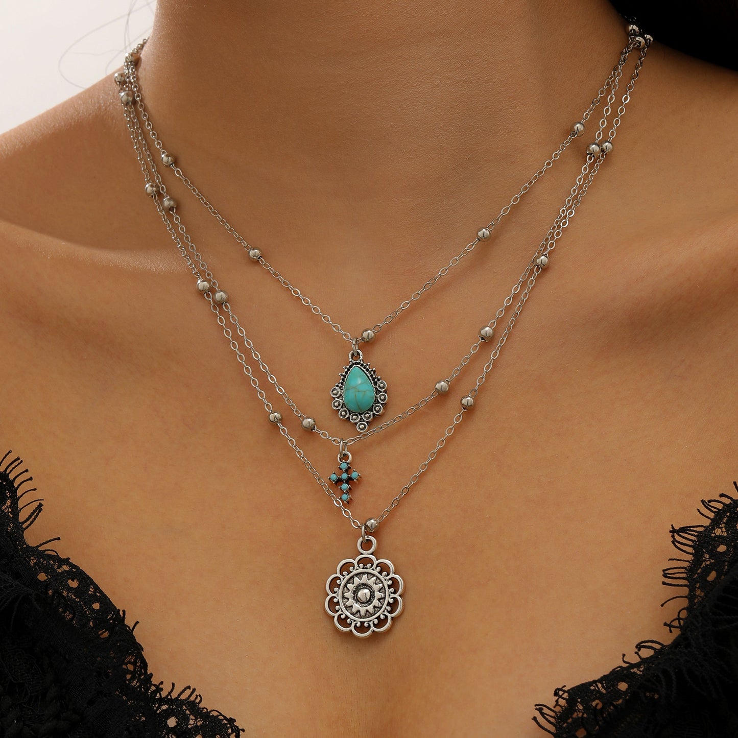 Western Denim Female Style Retro Boots Jewelry Set
