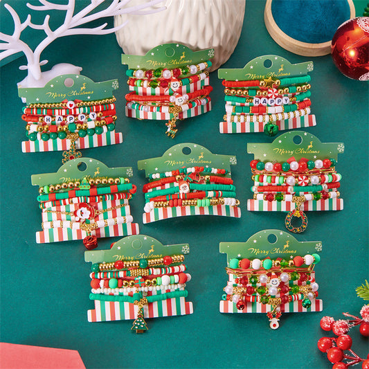 Suit Tree Snowflake Set Polymer Clay Bracelets