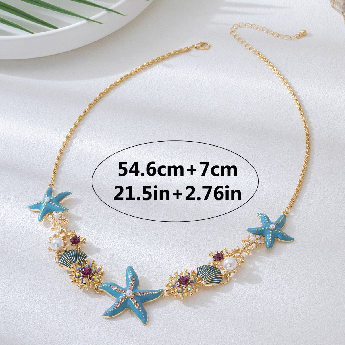 Three-dimensional Starfish Design Personality Shell Beach Clavicle Necklaces