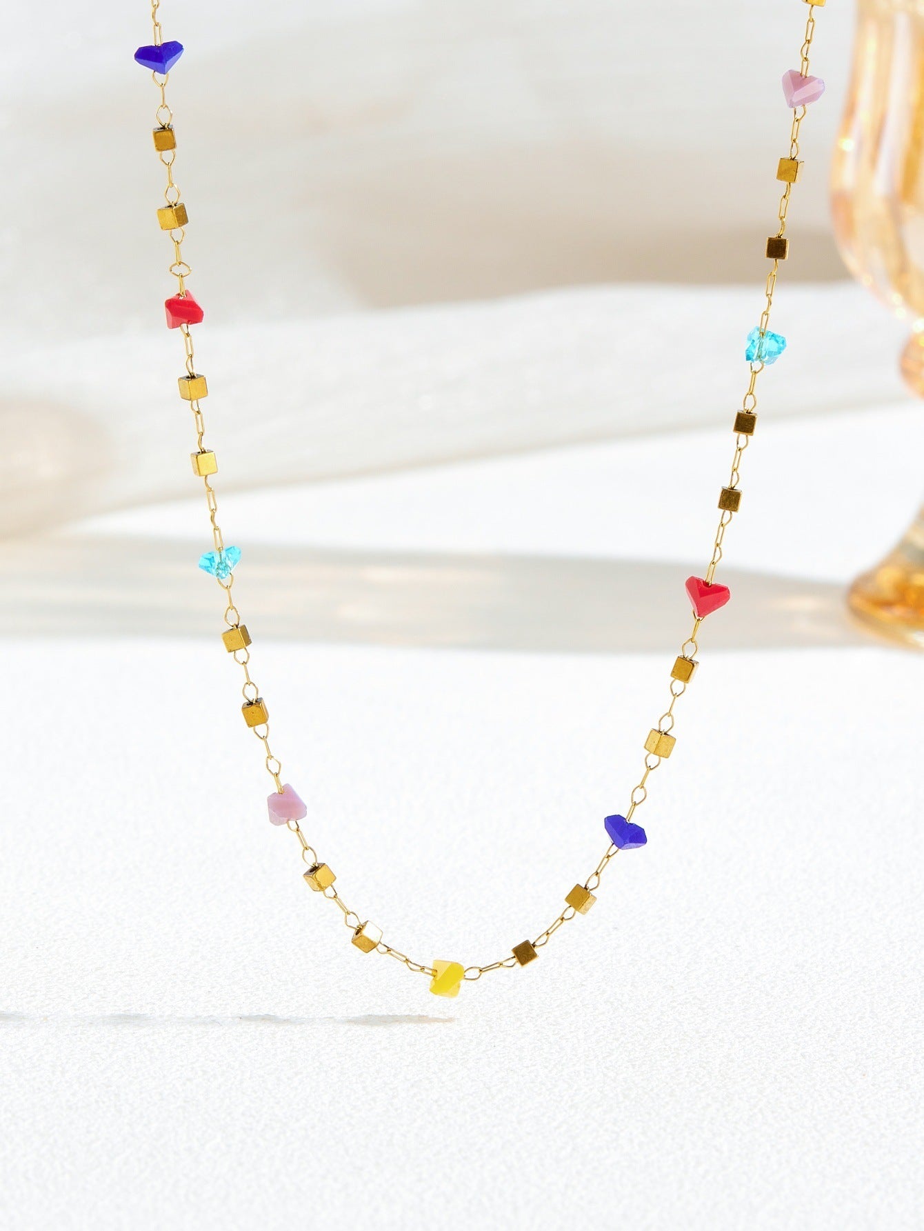 Women's High-grade Stainless Steel Inlaid Zircon Square Necklaces