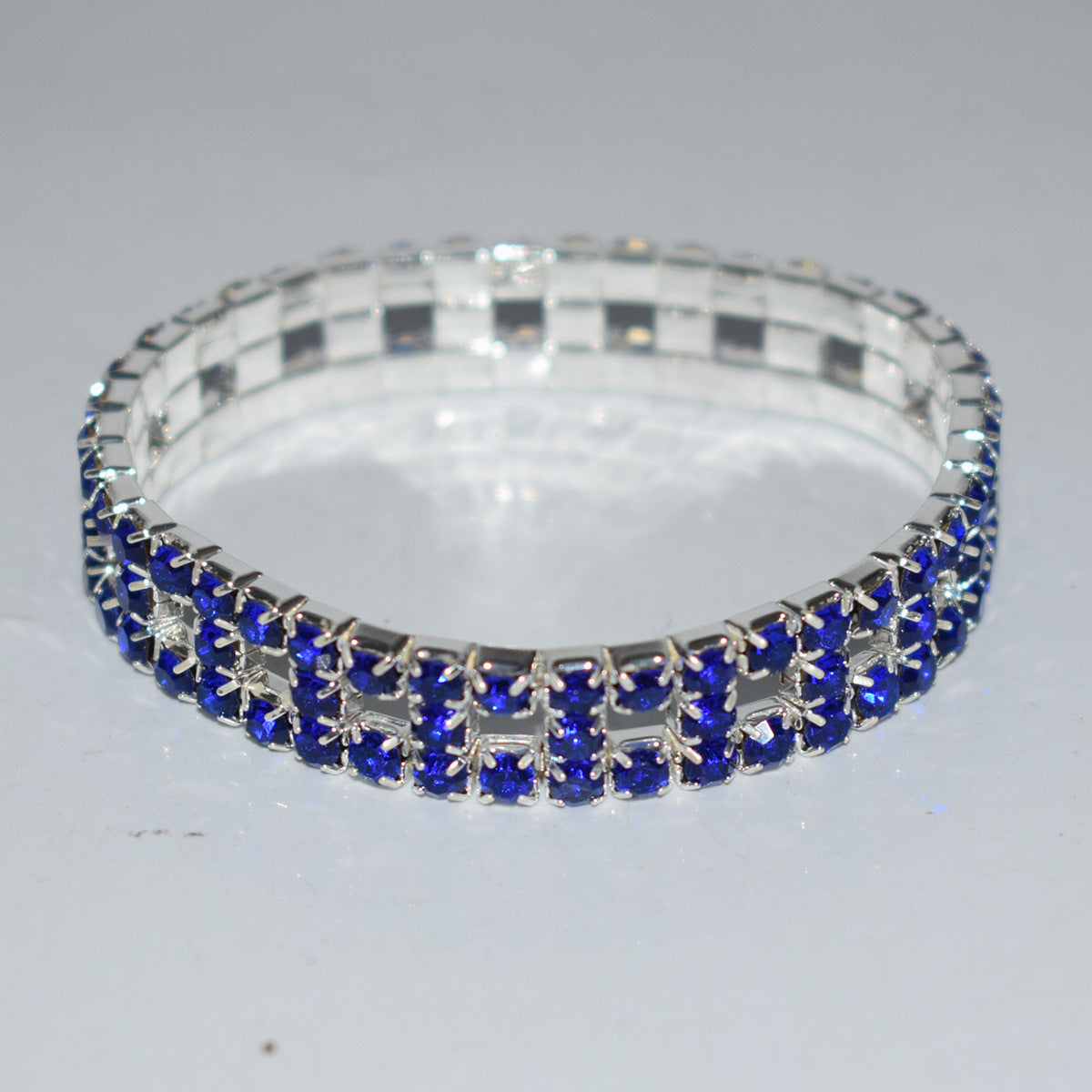 Elastic Hollow Rubber Band Full Rhinestone Exaggerated Wide Bangle Bracelets