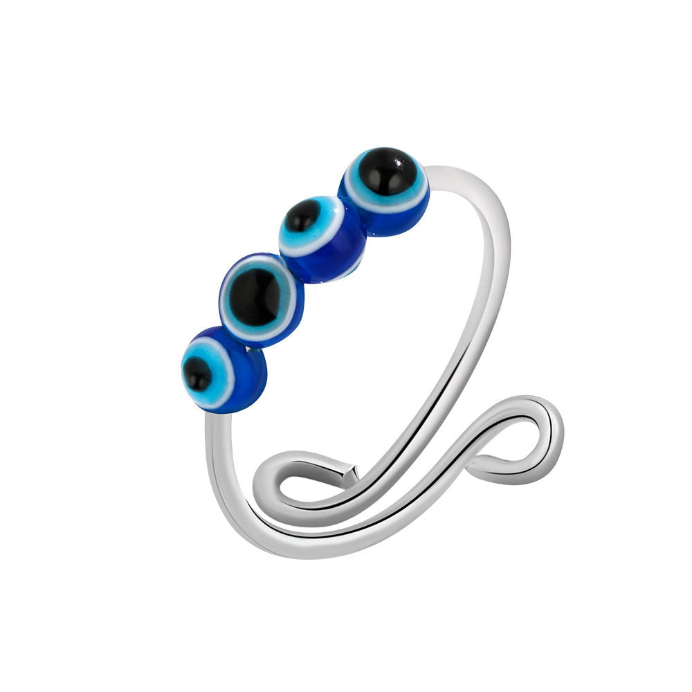 Women's Devil Eye Rotating Anxiety Adjustable Stacked Rings