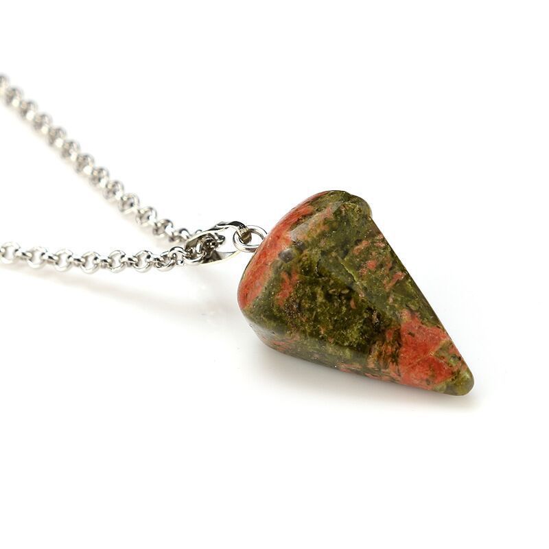 Women's Natural Stone Hexagon Prism Pink Crystal Pendants