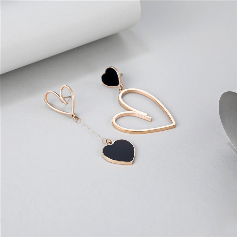 Women's High-grade Hollow Heart Trendy Titanium Steel Earrings