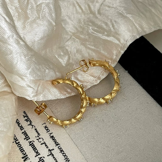 Sier Italian Brushed Twist Weave Old Earrings