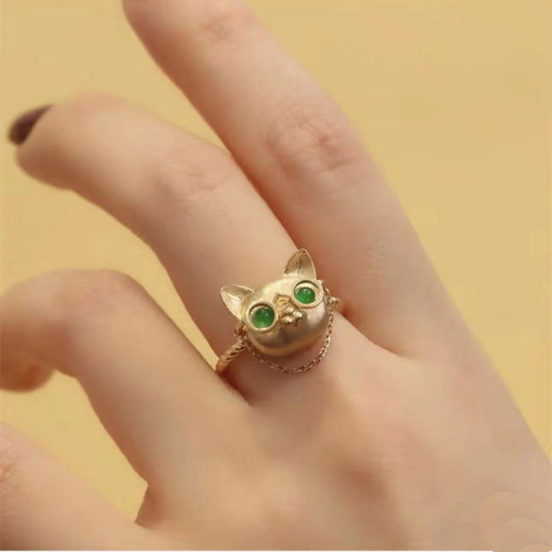 Gold Cat Unique Exquisite Cute Eyes Rings