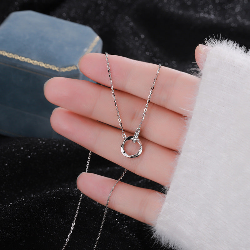 Women's Sier Mobius Strip Fashion Double Clavicle Chain Necklaces