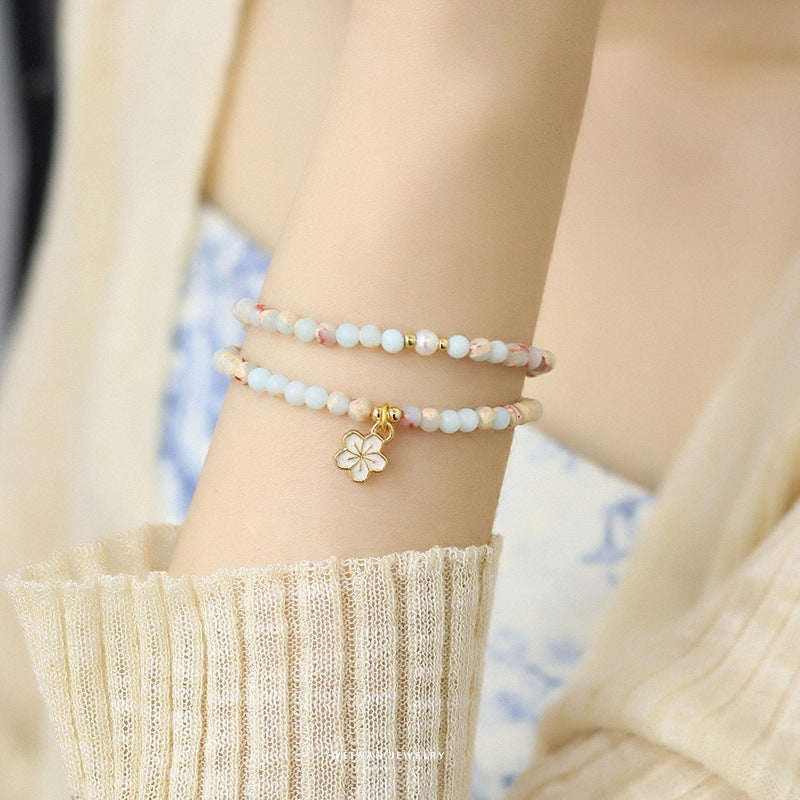 Double Layer Twin Cherry Blossom Female Bracelets