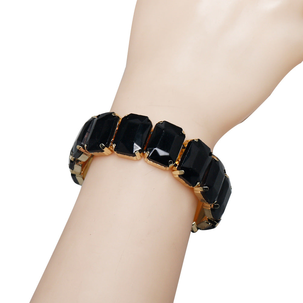 Women's Railway Fashion Geometry Pattern Gem Stretch Bracelets