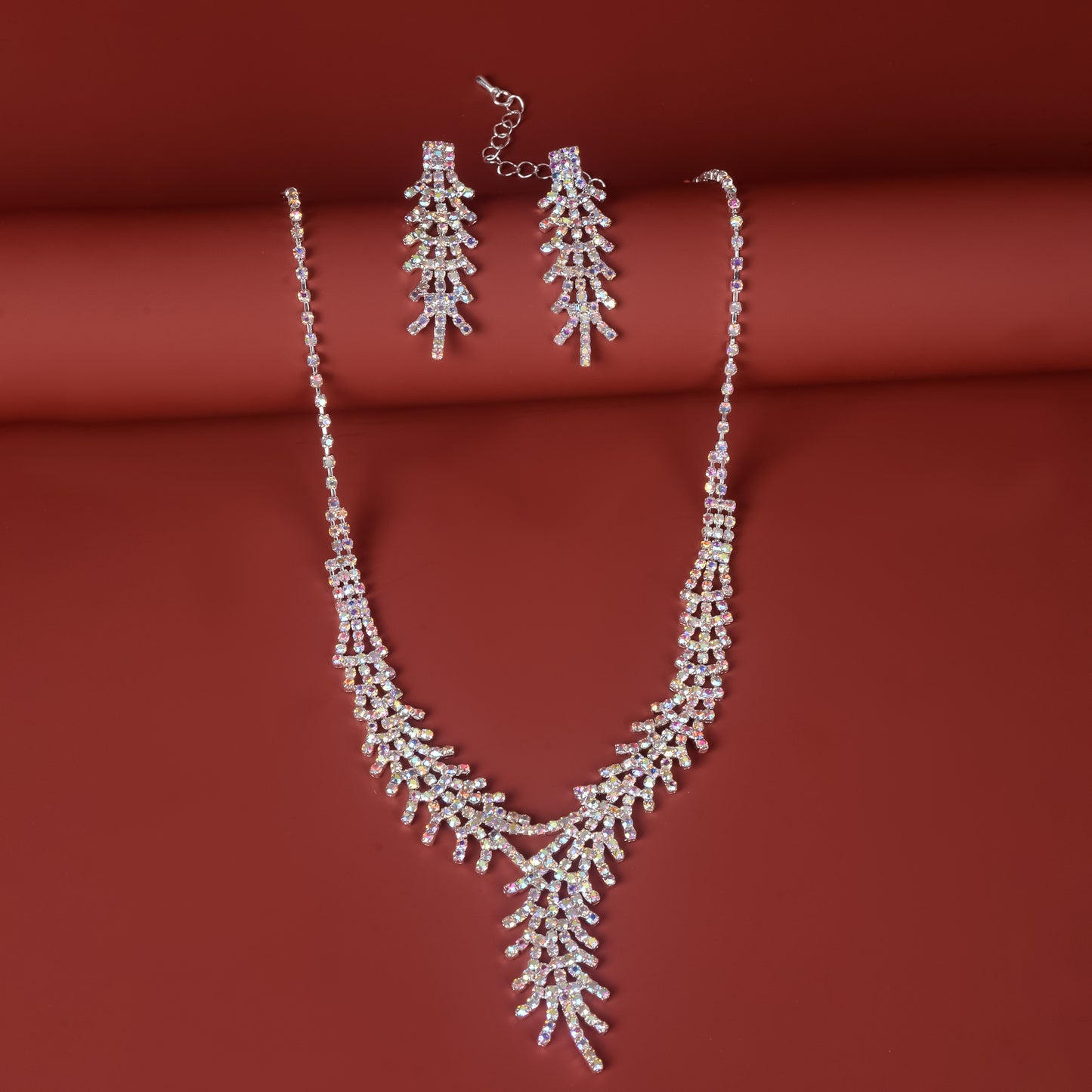 Women's Rhinestone Feather Suit Fashion Wedding Jewelry Set