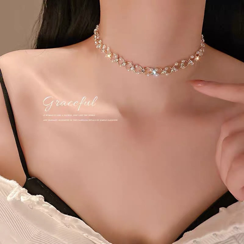 Imitation Pearl Chain Female Niche Design Cold Wind Clavicle Necklace