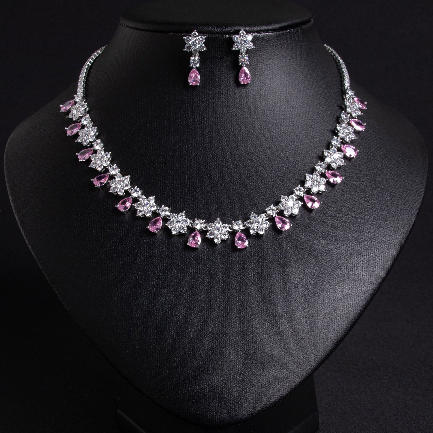 Colored Gems Bridal Zircon Inlaid Two-piece Jewelry Set