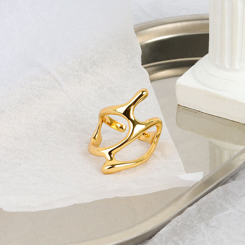 Fashion Irregular Geometric Metal Texture Female Personalized Street Rings