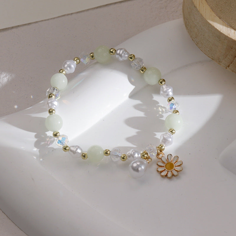 Clothing Glass Floral Beads Fresh Pastoral Tourist Attractions Elastic Bracelets