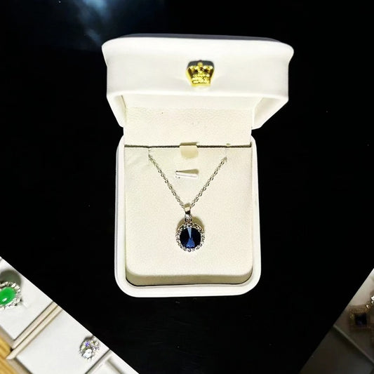 Ornament Blue Imitation Gem Three-piece Set Ear Necklaces