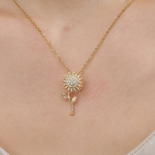 Sunflower Rotating Micro Inlaid Zirconium Design Pendants