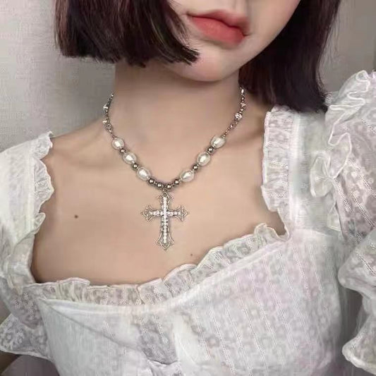 Stitching Short Pearl Trendy Hot Sweet Cool Punk Necklaces