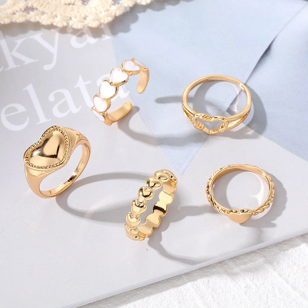 Women's Combination Niche Personality Geometric Metal Gold Rings