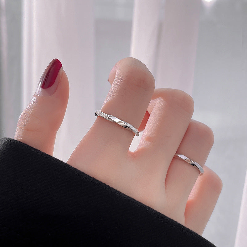 Frosted Pair Couple Valentine's Day Gift Rings