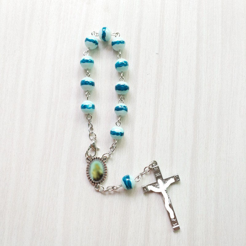 Small Glass Pattern Bead Cross Beads Bracelet