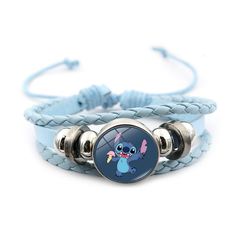 Men's Star Stitch Leather Cartoon Blue Woven Bracelets