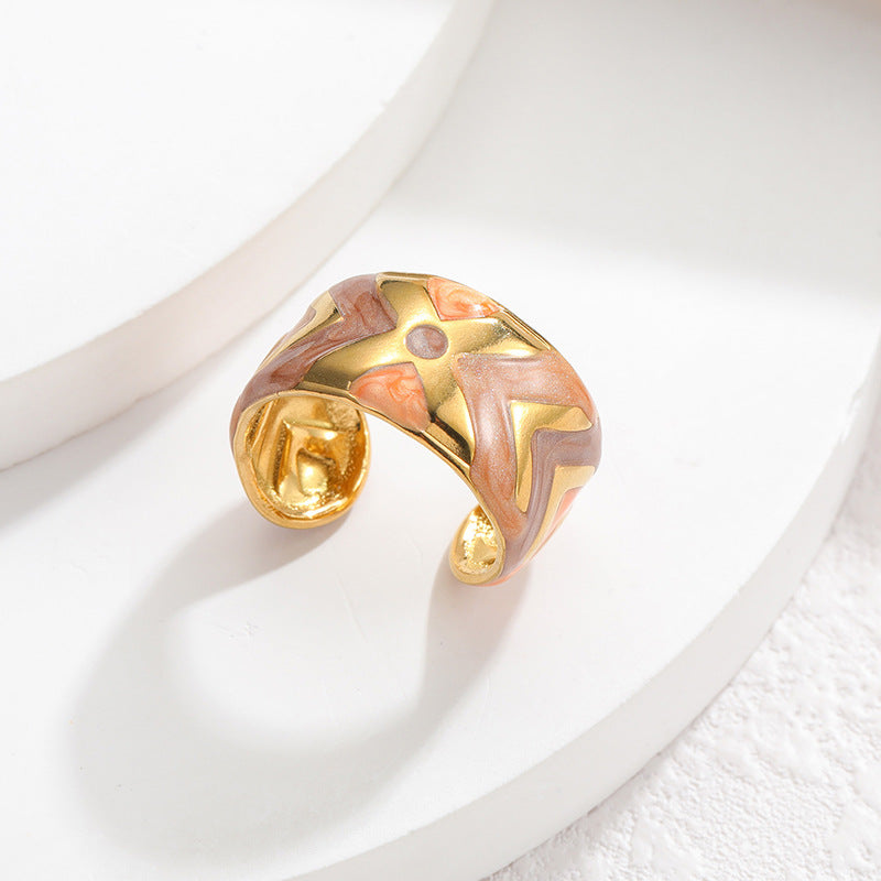 Geometric Irregular Lines Drip Open Fashion Titanium Rings