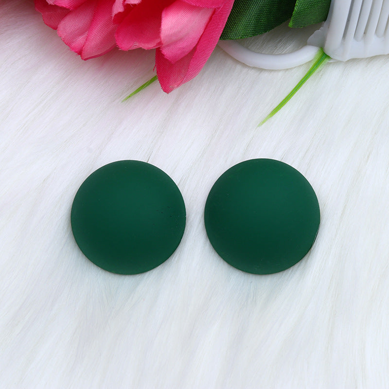 Color Round Circle Three-dimensional Spray Paint Simple Fashion Earrings