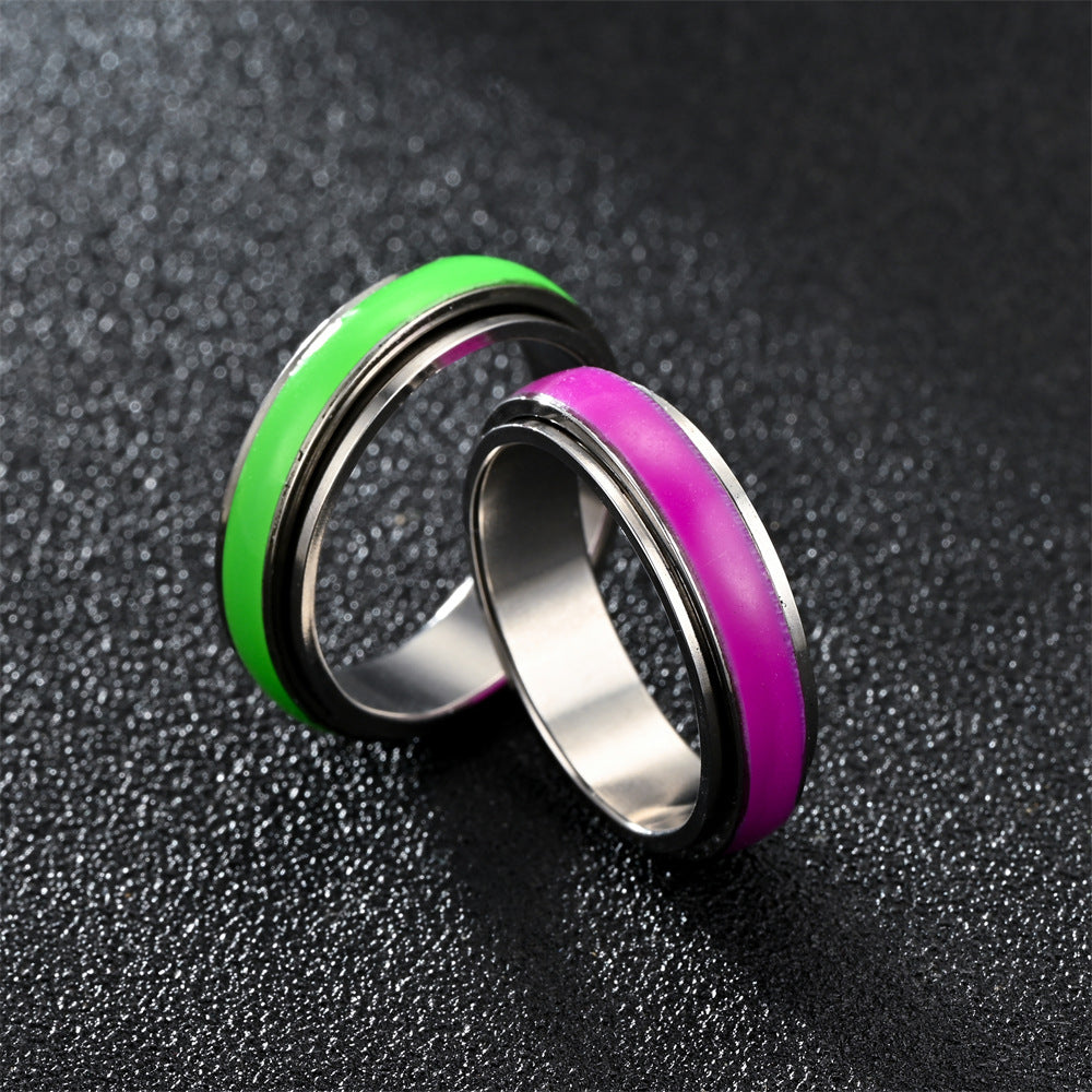 Accessories Stainless Steel Luminous Rotatable Decompression Rings